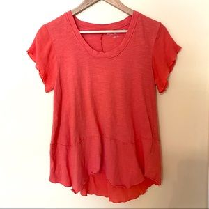 Soft Surroundings Coral Raw Hem T-Shirt